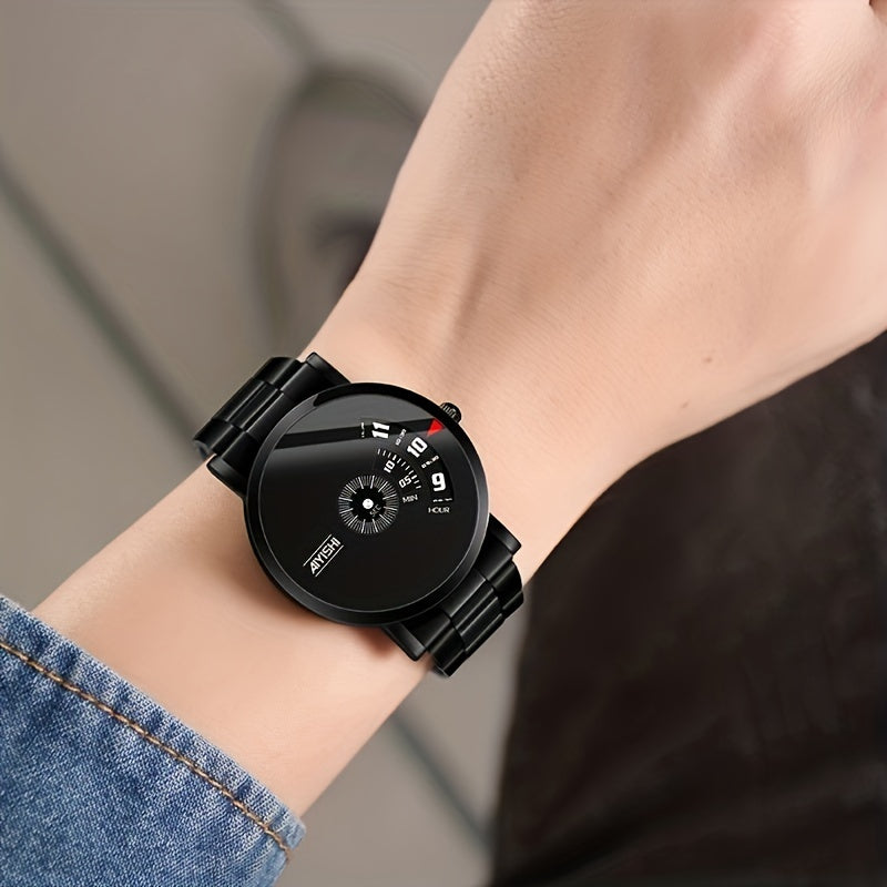 Men's Quartz Watch Steel Strap Round Dial Casual Elegant Gift