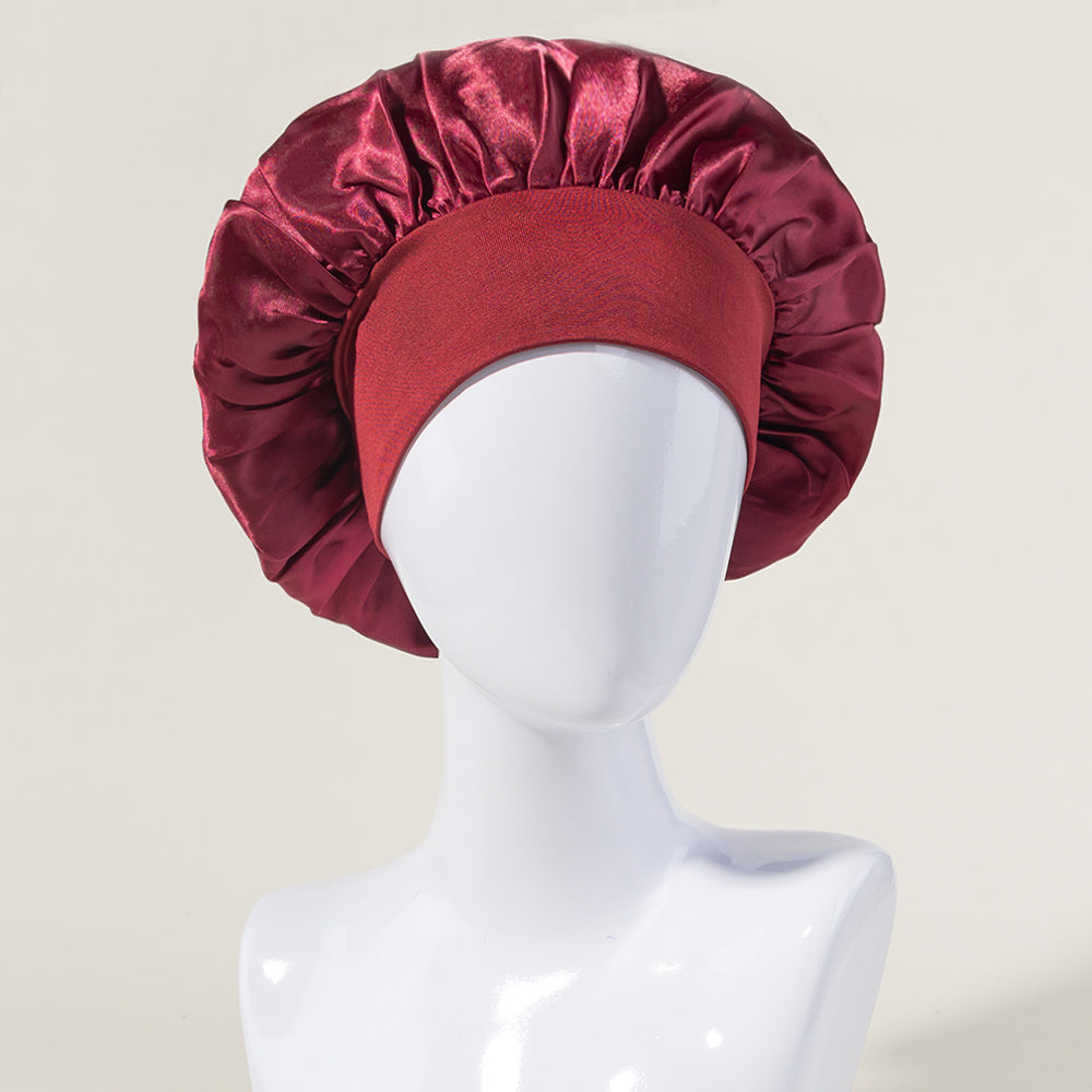 Women's Satin Sleeping Cap with Wide Elastic Band for Curly Hair