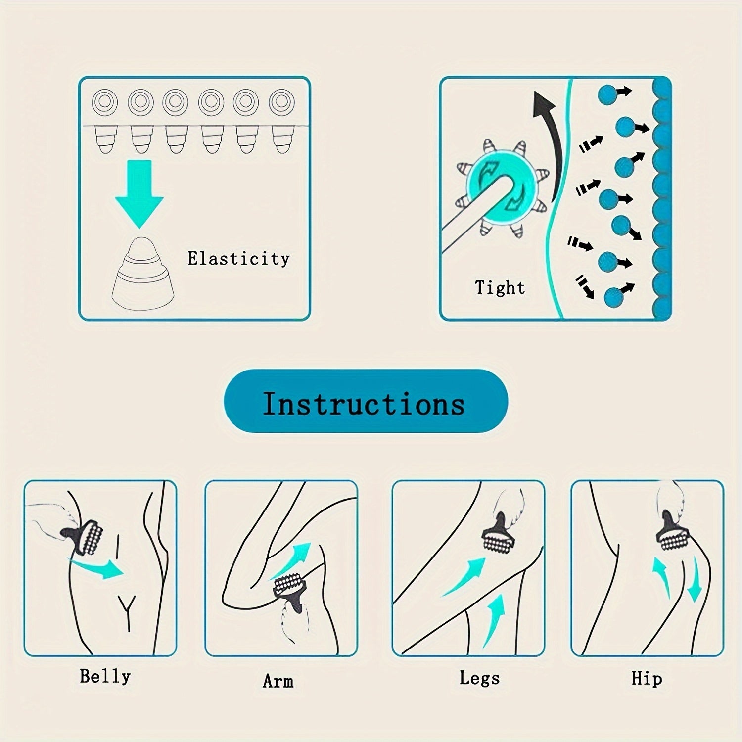 Qo'l bilan ishlatiladigan massaj roliki, qo'llar, oyoq mushaklari va meridianlarni bo'shashtirish uchun ko'k silikon to'plar bilan. Mustahkam PP materialidan tayyorlangan, ergonomik dizayni va qulay tutqichi bor.