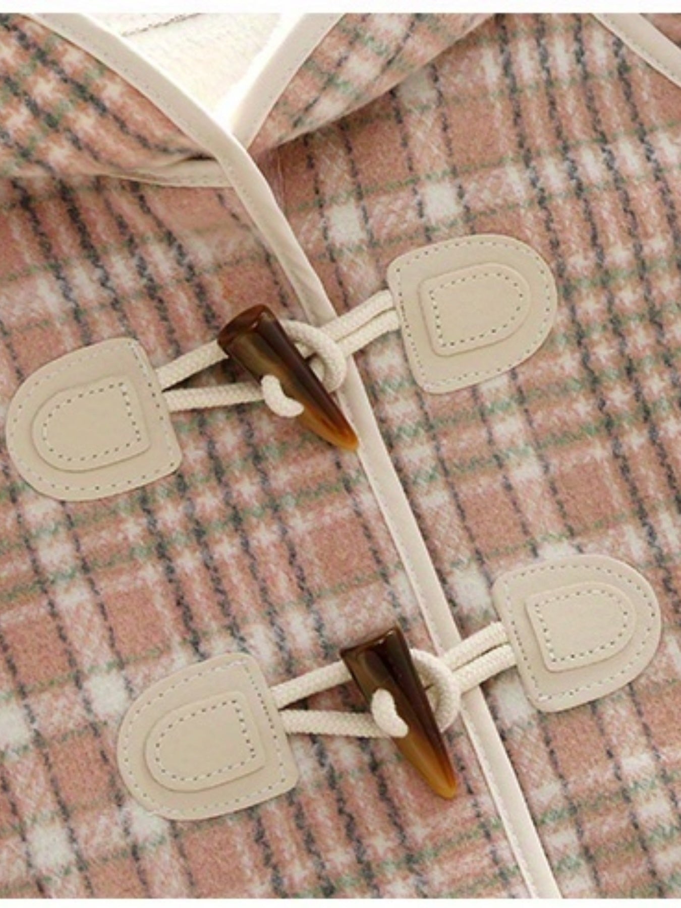 Girls' Winter Fleece Plaid Overcoat with Hood and Pockets for Kids