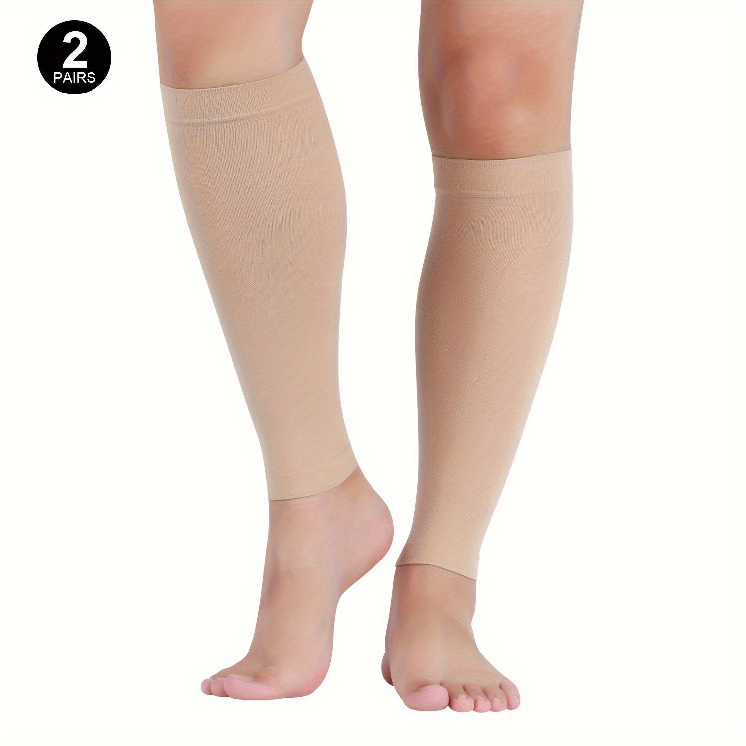 Unisex Nylon Spandex Leg Compression Sleeves 20-30mmHg Breathable Non-Slip