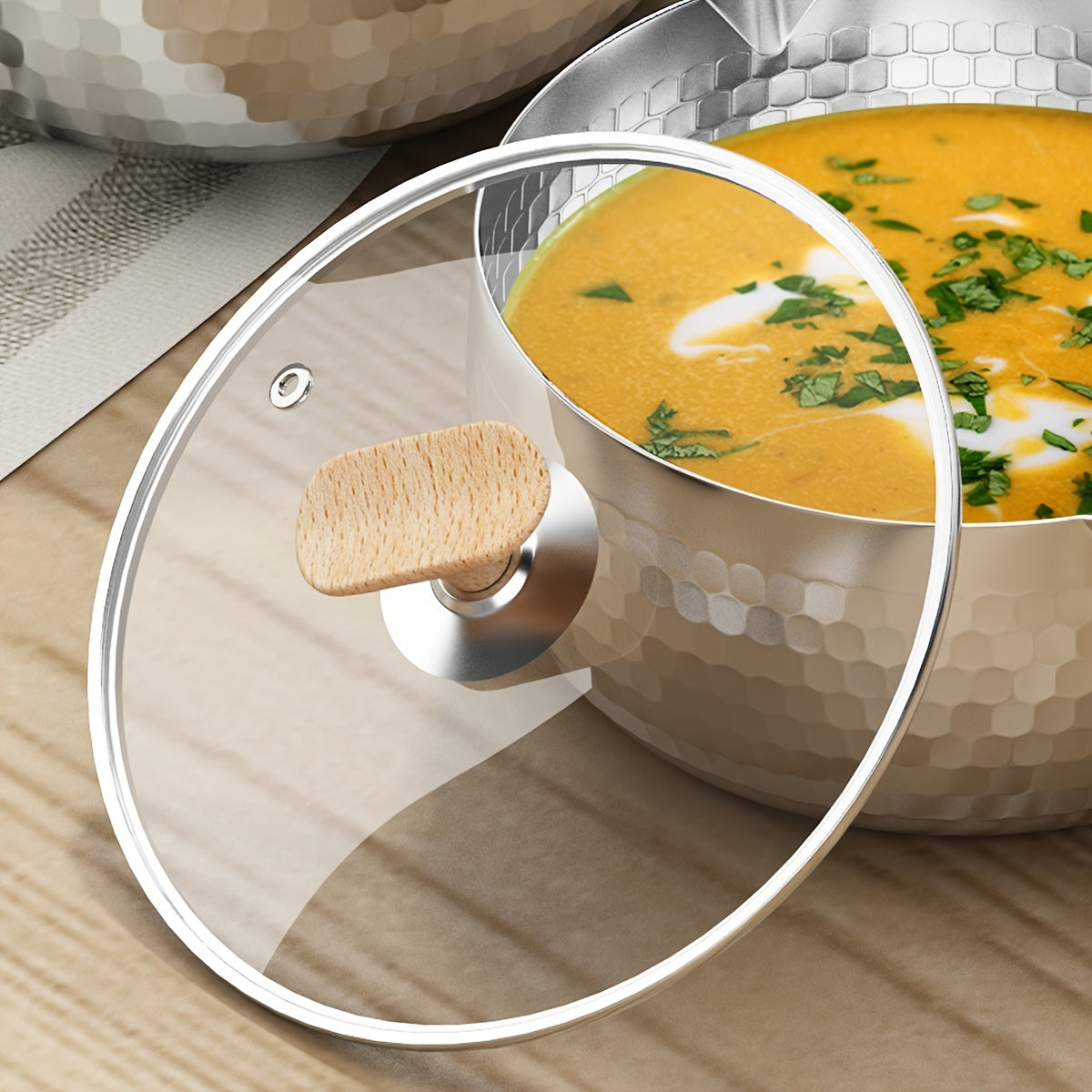 Stainless Steel Glass Pot Lid for Soup Milk and Flat Cooking Pots