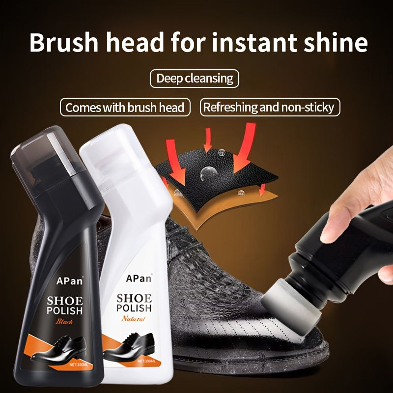 Faux Leather Shoe Polish Liquid with Brush Applicator for Glossy Shoes