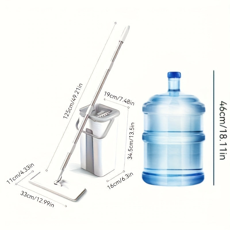 Microfiber Mop and Bucket Set with Hands-Free Washing System for Floor Cleaning