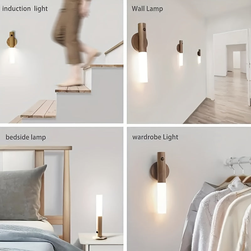 Wireless Motion Sensor Night Light with Magnetic Wall Mount and USB Rechargeable LED for Stairs Walls and Hallways