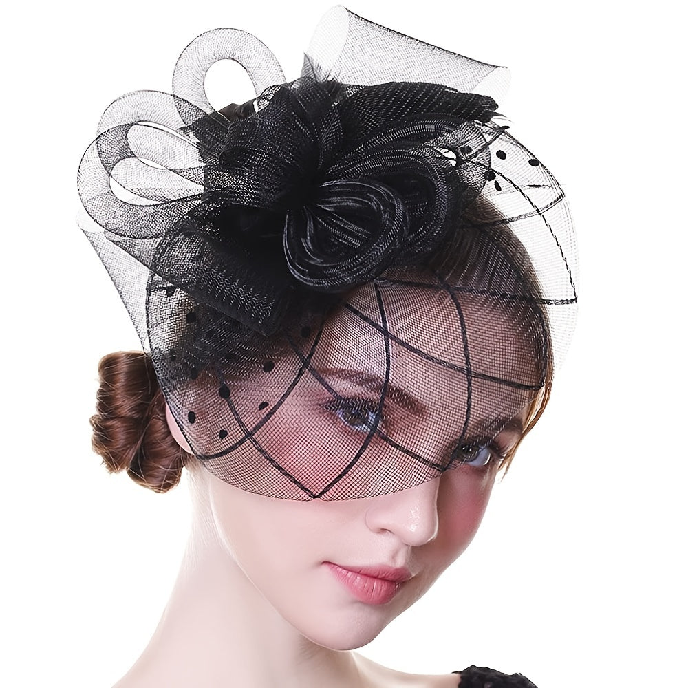 Mesh Flower Fascinator Hat for Women Tea Party Church Headwear
