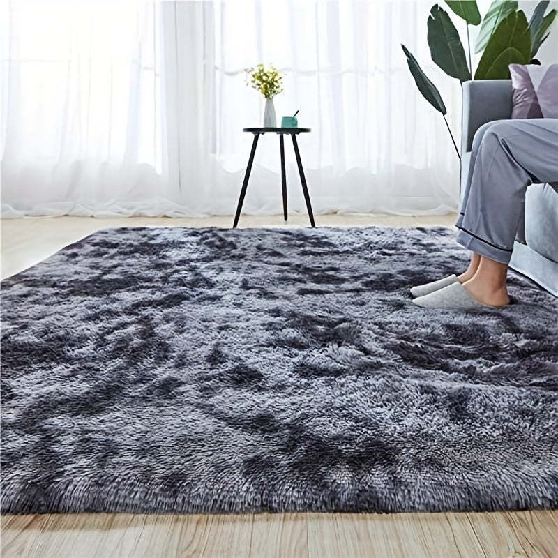 Alfombra larga de teñido en espiral gris oscuro para decoración del hogar, sala de estar, dormitorio