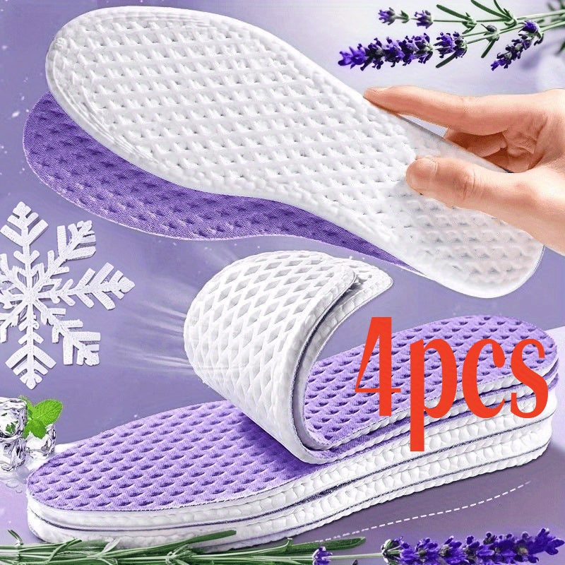 Unisex Sports Insoles Shock Absorbing Breathable Memory Cushioned 4 Pairs