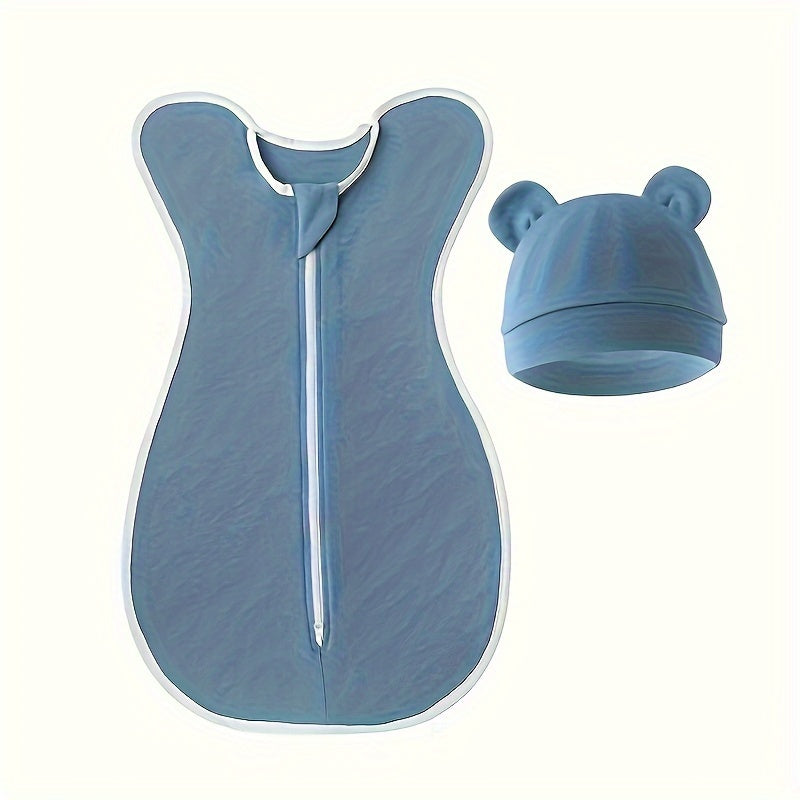 Set of Cotton Swaddle Blankets for Newborns All-Season Sleep Sacks with Zipper Closure