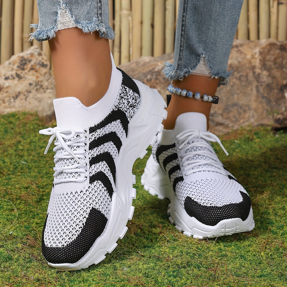 Women's Mesh Casual Low-Top Platform Sneakers Plus Size