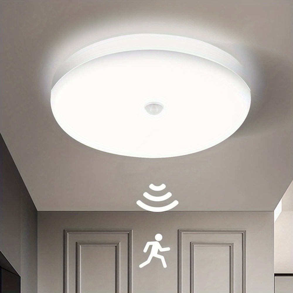 6000K LED Ceiling Light with Motion Sensor Indoor Flush Mount Plastic White