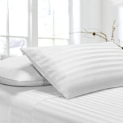 Satin Stripe Pillowcase White Khaki Breathable Soft Durable Hotel Home