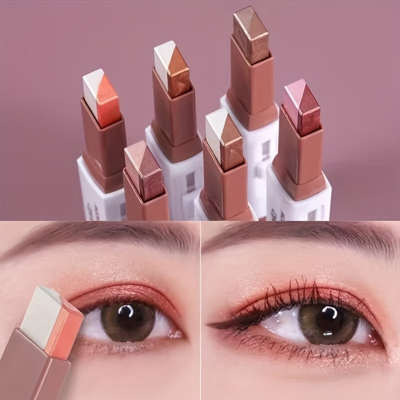 6 Pcs Eye Shadow Sticks Dual-Color Matte Satin Waterproof Makeup Kit