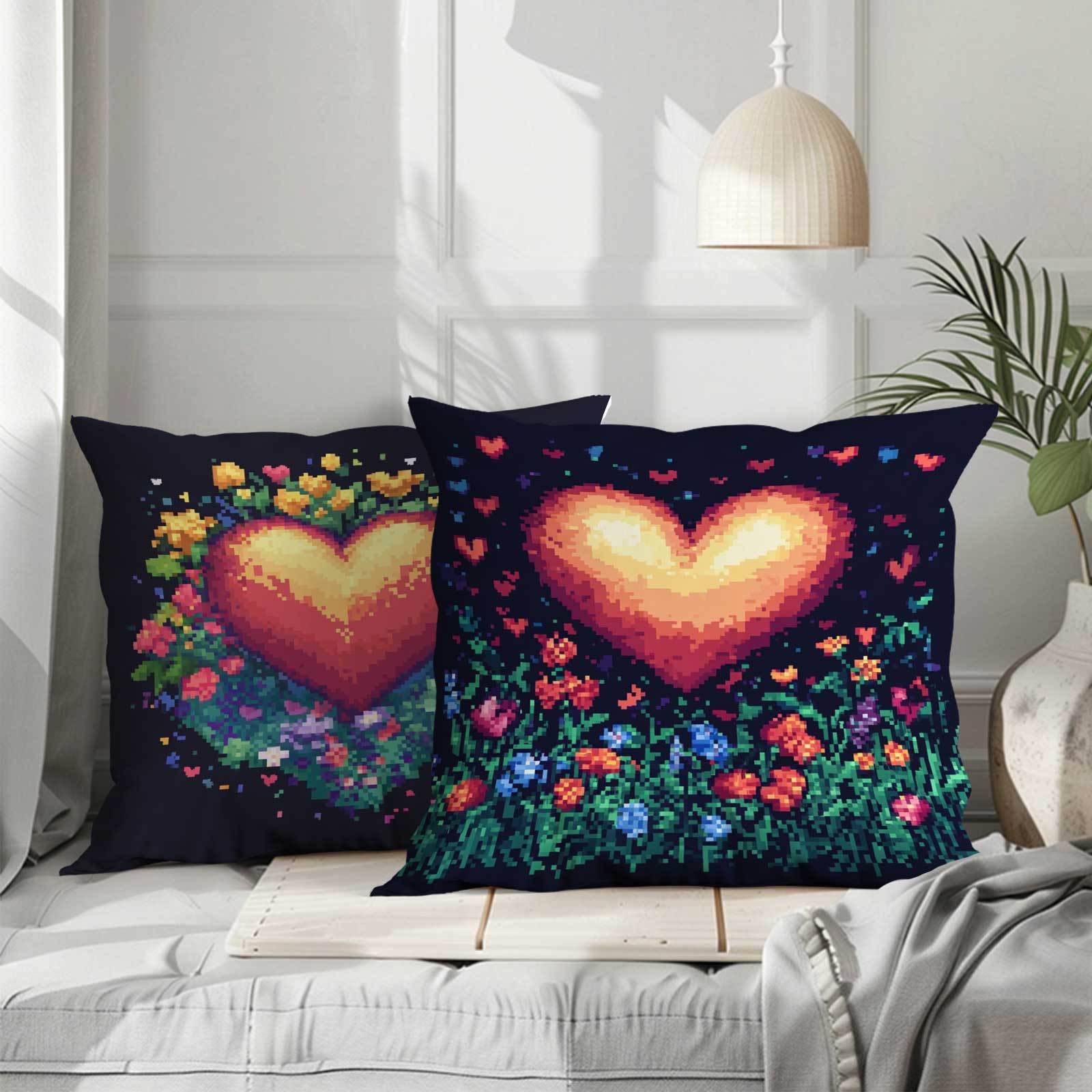 Set of 4 Heart and Butterfly Throw Pillow Covers Soft Zipper Closure Machine Washable Decorative Cushions for Sofa Bedroom Balcony Car