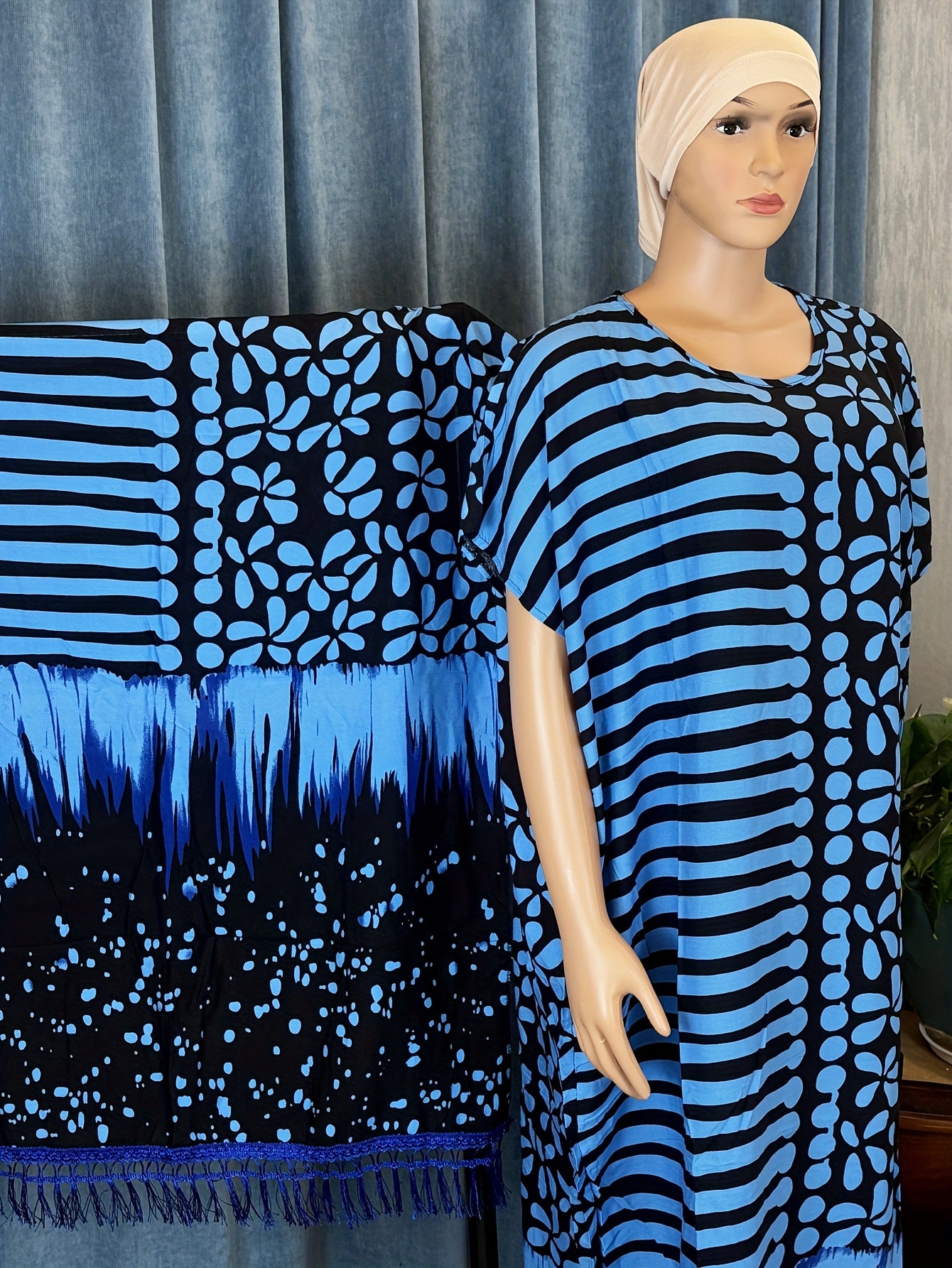 Women's Retro Short Sleeve Two-Piece Dress Set with Scarf and Elegant Style