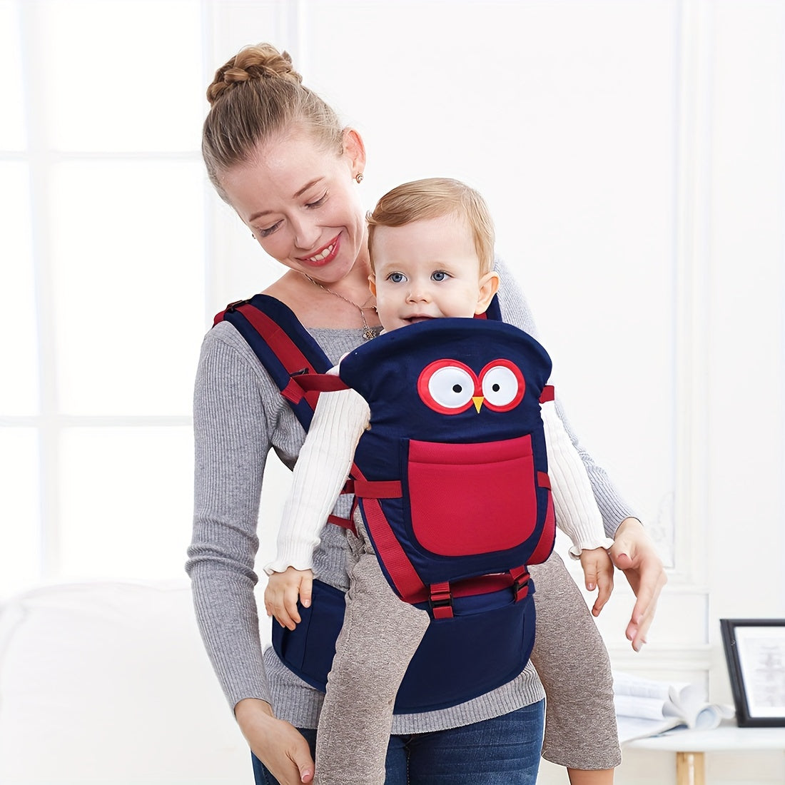 Multi-Size 3-in-1 Ergonomic Baby Carrier with Hip Seat for Newborn to Toddler