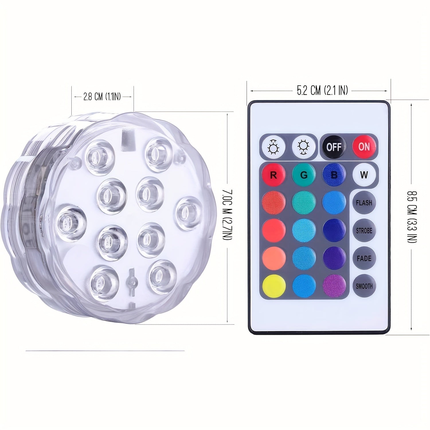 Luces LED RGB para piscina 1/4/6 paquete controladas por remoto impermeables alimentadas por batería para piscina, spa, acuario, estanque y fiesta