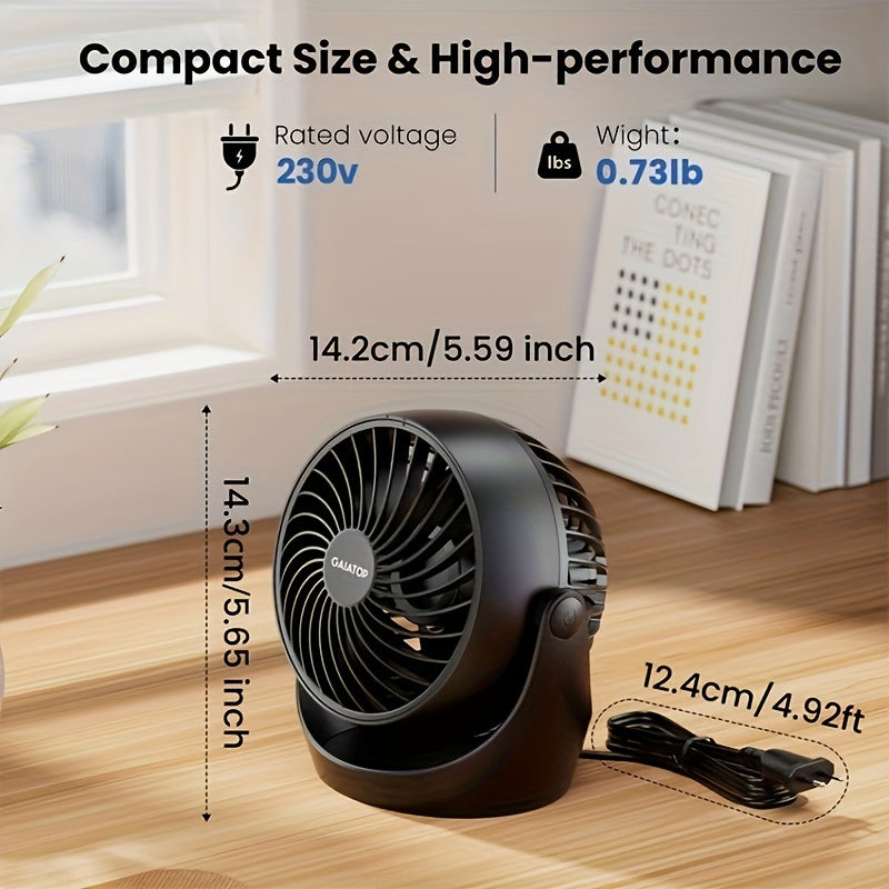 Table Fan for Bedroom Office Kitchen 360° Adjustable Tilt Quiet 3-Speed