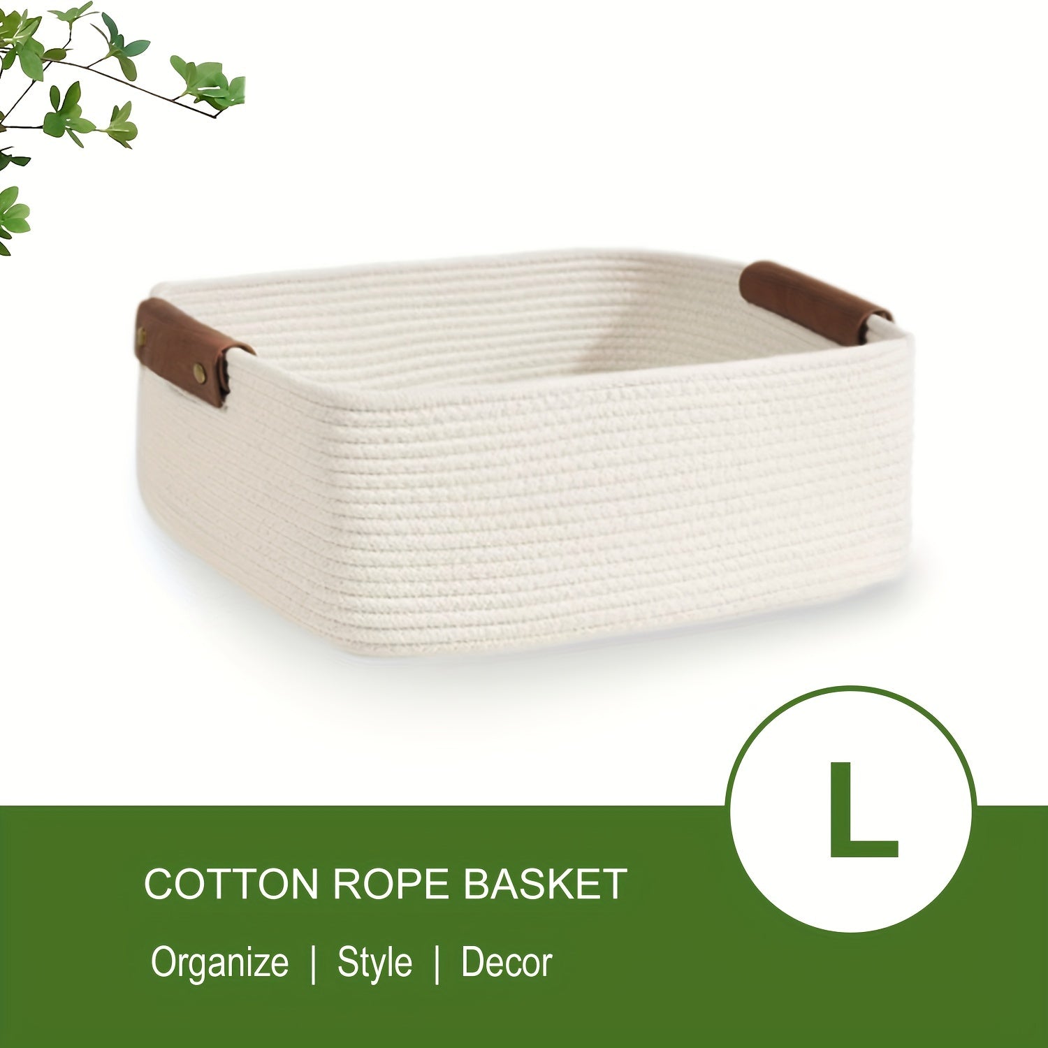 Qo'l bilan to'qilgan saqlash savati, hammomda, yotoqxona, yotoqxonada yoki ofisda turli xil narsalar, kosmetikalar, o'yinchoqlar va atıştırmalıklarni tartibga solish uchun. Bezakli va yig'iladigan dizayn.