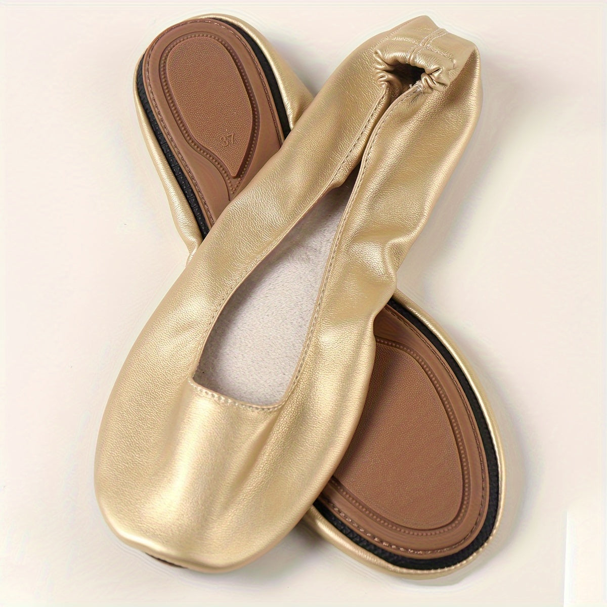 Women's Non-slip Foldable Ballet Shoes Beige Black Gold Silver Indoor Outdoor