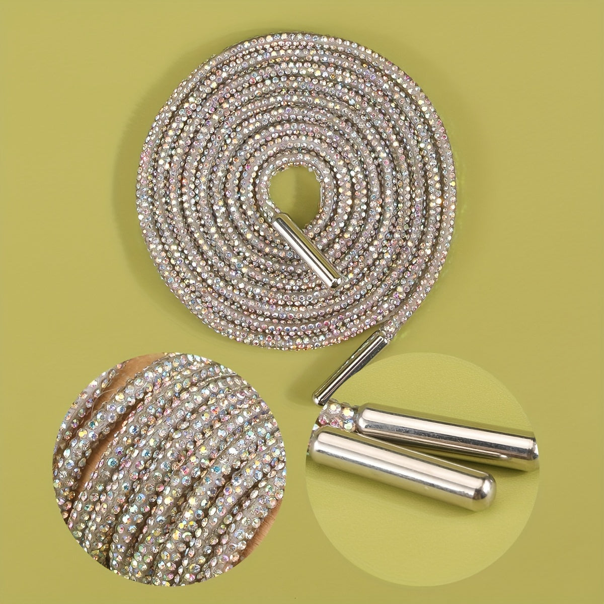 Unisex Multicolor Rhinestone Shoe Laces with Metal Aglets for Sneakers