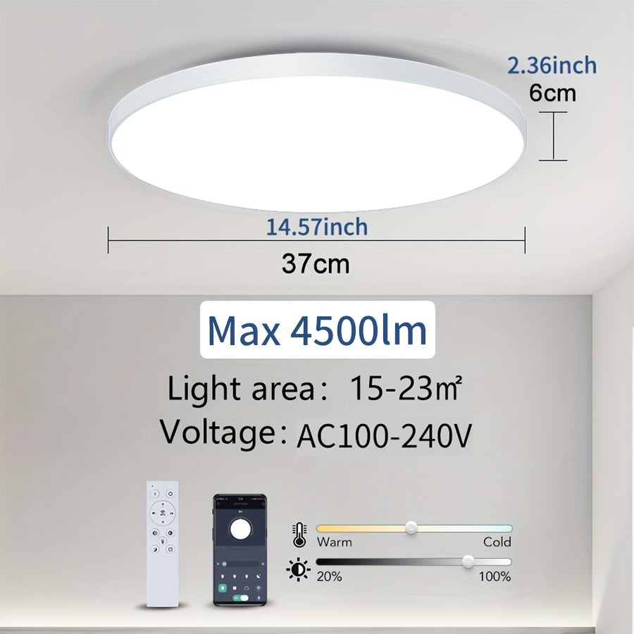 Smart Ceiling Light 18-80W Dimmable LED App Remote Control Adjustable Moisture Proof for Bedroom Living Room