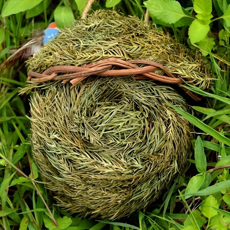 Handmade Grass Bird Nest Woven with Pine Needles for Small Birds and Pets Round Bird House