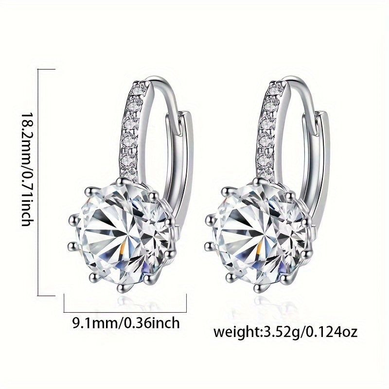 Hypoallergenic S925 Silver Round Zirconia Earrings for Women Engagement Gift