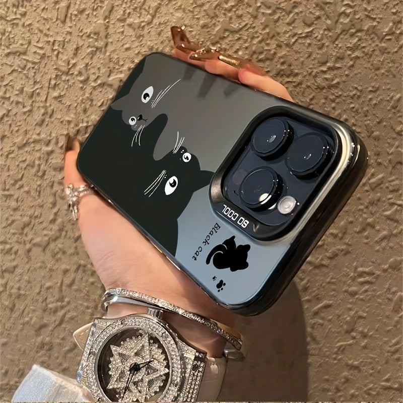 Upside-Down Cat Phone Case for iPhone Anti-Fall Non-Slip Acrylic Protective Cover