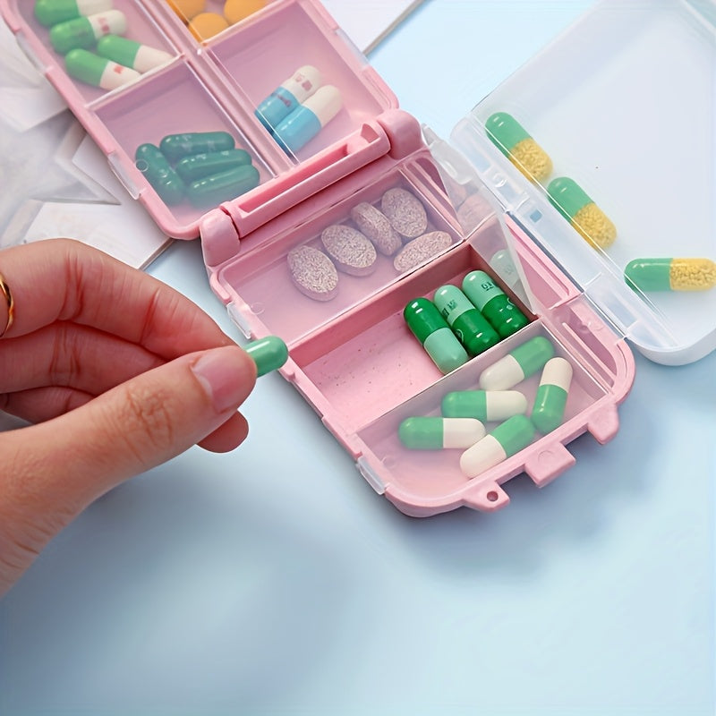 Portable Medicine Box Foldable Travel First Aid Organizer with 8 Compartments