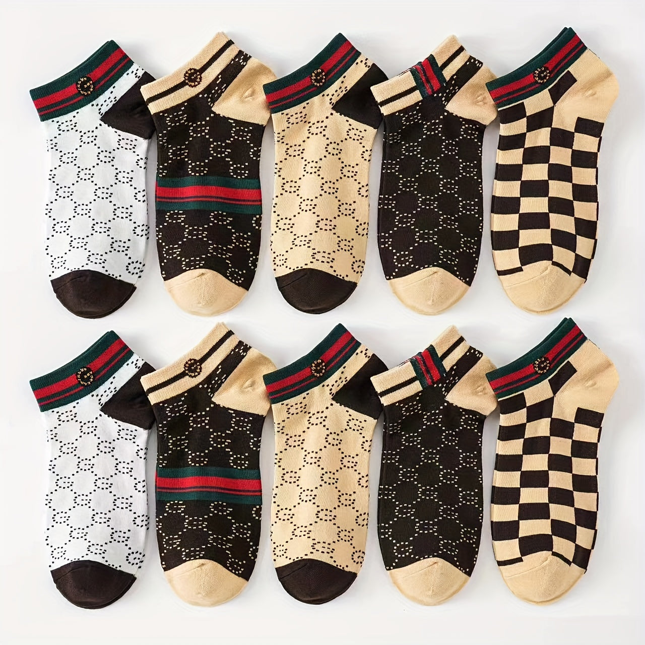 10 пар мужских и женских коротких носков из дышащей влагоотводящей трикотажной ткани