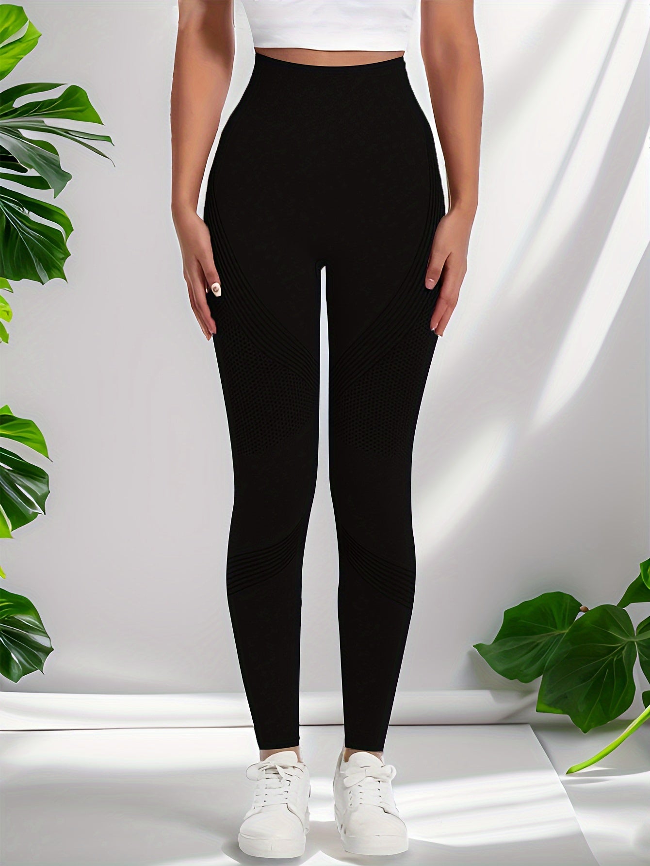 Women's High Waist Seamless Yoga Leggings with Side Stripe Quick-Dry Activewear