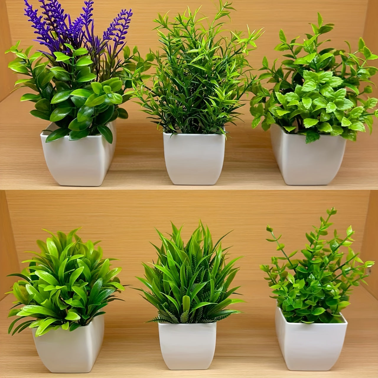 Artificial Plant Pot Small White Flowerpot with Green Plant for Indoor Home Office Bathroom Decor