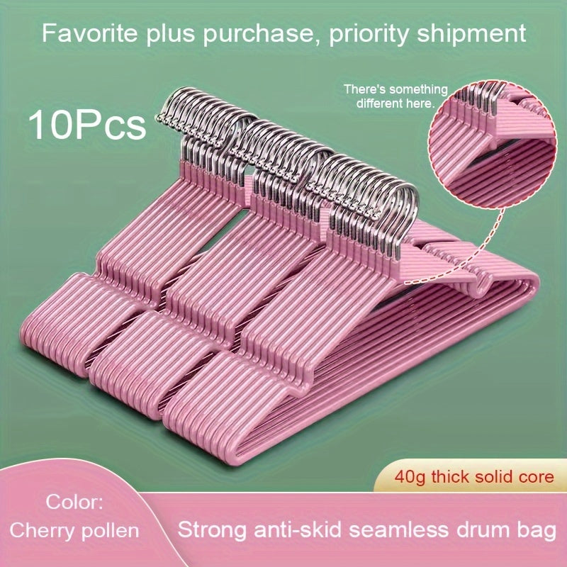 Set of 10 Plastic Coated Thick Hangers Waterproof Anti-Slip for Adult Wardrobe