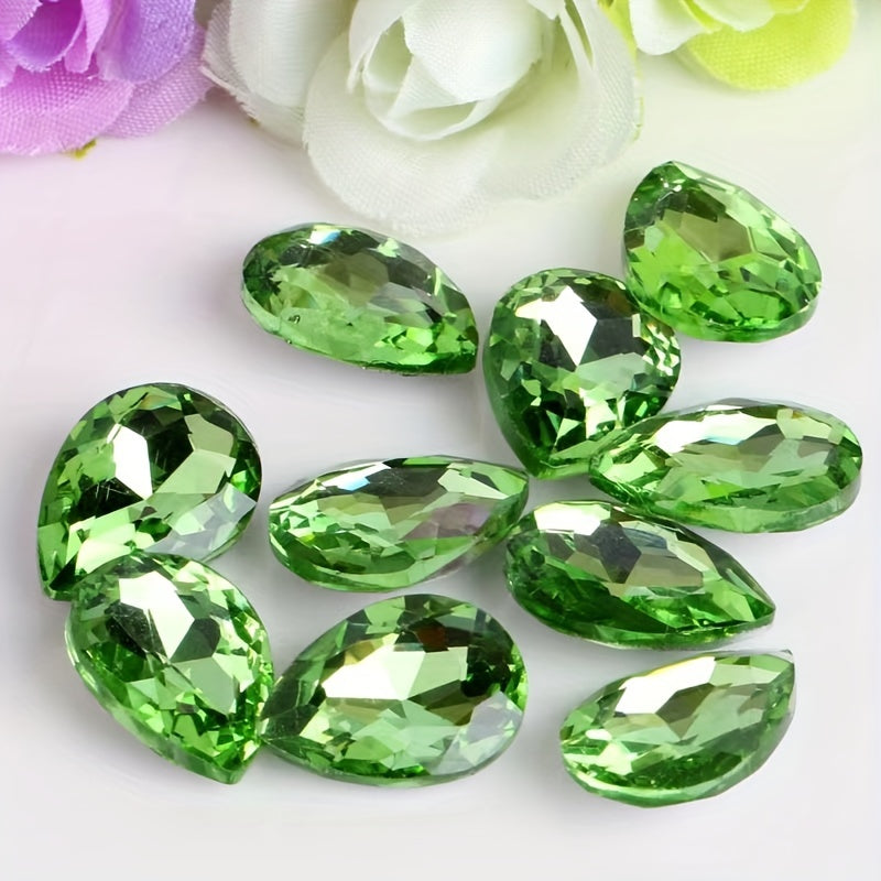 Set of 30 Vibrant Teardrop Rhinestones for Jewelry Making in Assorted Colors