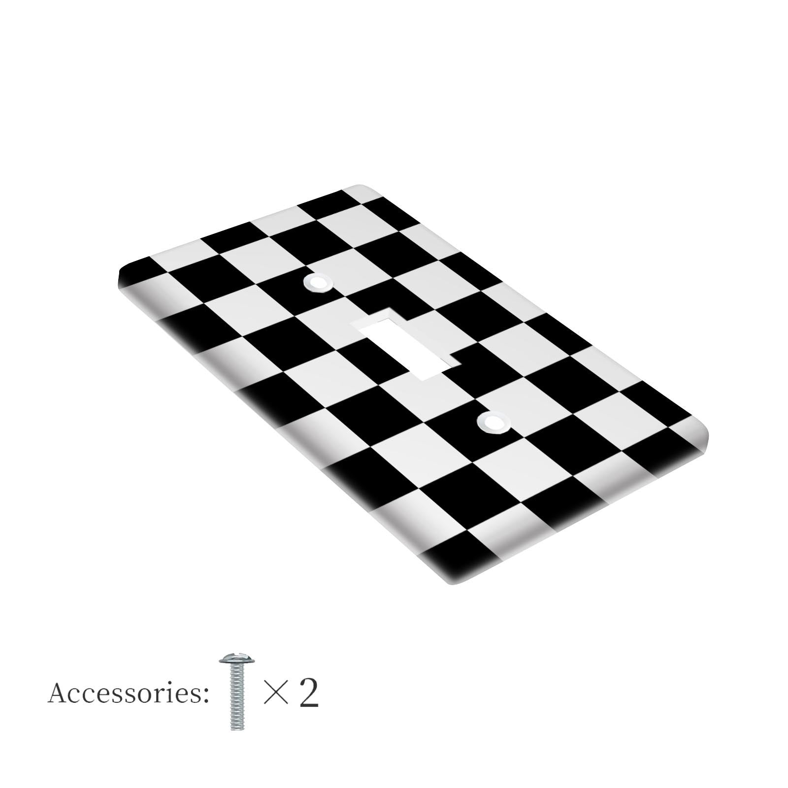 Checkerboard Pattern Switch Plate Cover for 1 or 2 Gang Switches Easy to Clean Suitable for Classrooms and Bedrooms