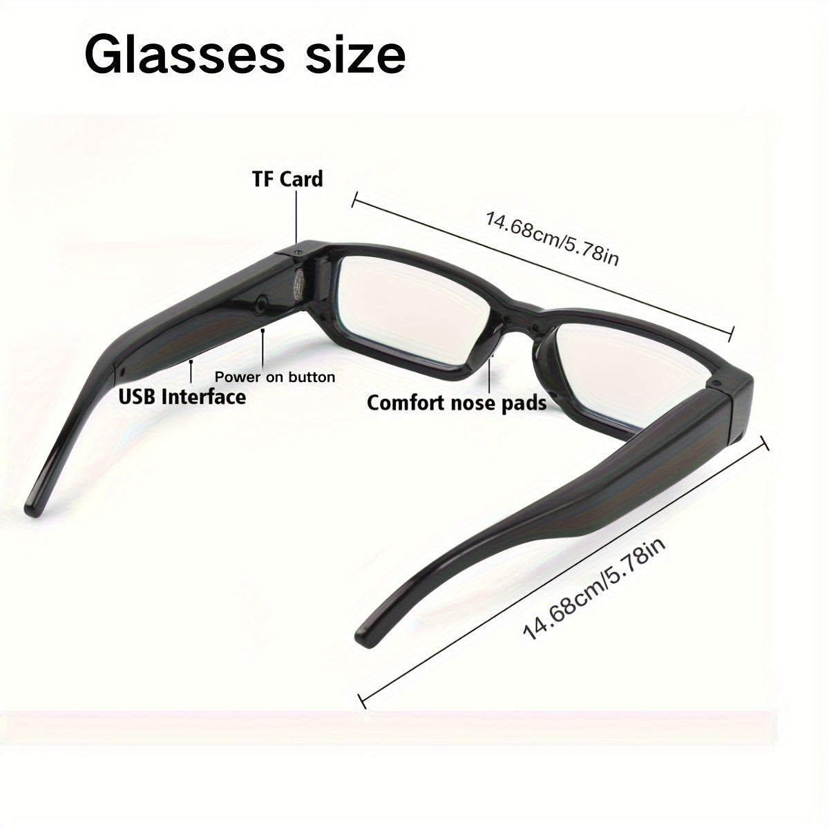 Smart Glasses 1080P HD Video Recording Outdoor Sports Conference with 32GB 64GB Memory Card