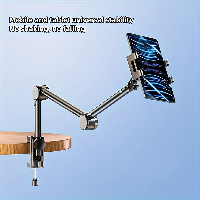 Тяжелая регулируемая подставка для телефона и планшета, складная, вращающаяся на 360°, алюминиевая, для прикроватного использования, черная