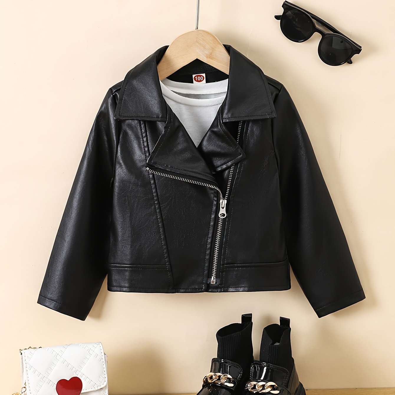 Kids' Long Sleeve Solid Color PU Jacket Fall Winter Regular Fit