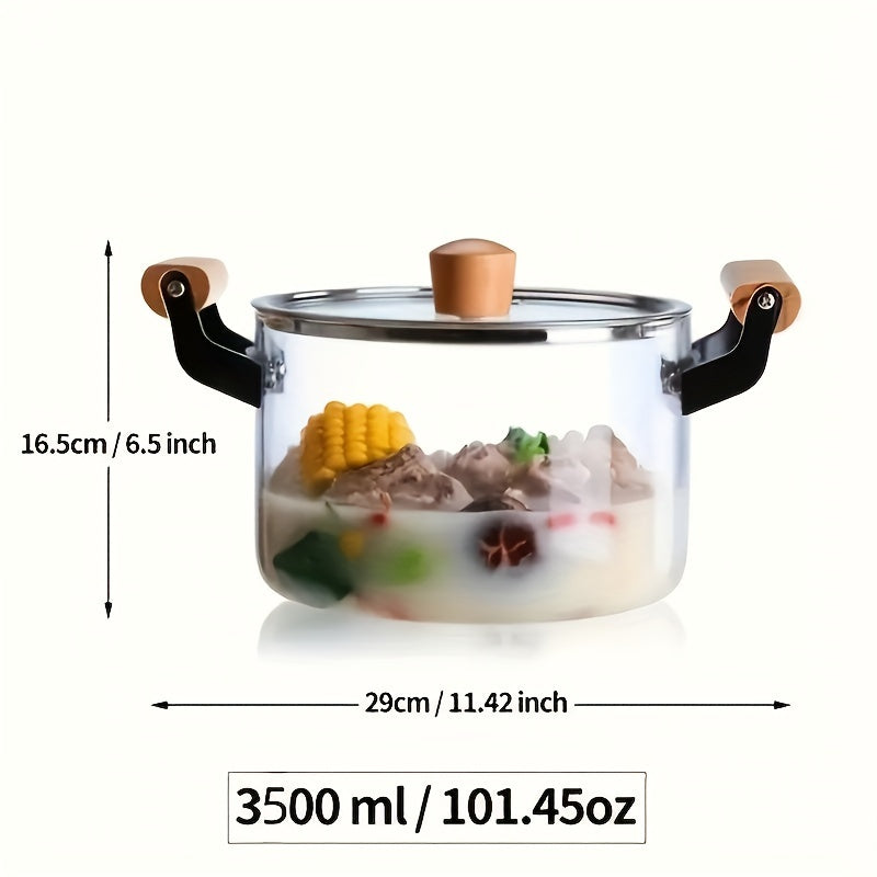 Borosilicate Glass Cookware Pot with Dual Handles High-Temperature Resistant Stovetop Compatible for Stir-Fry