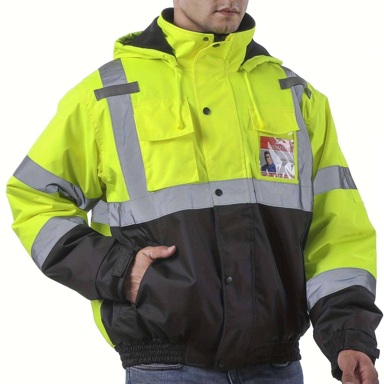 High Visibility Reflective Safety Jacket Waterproof Cold Weather Work Coat for Men and Women