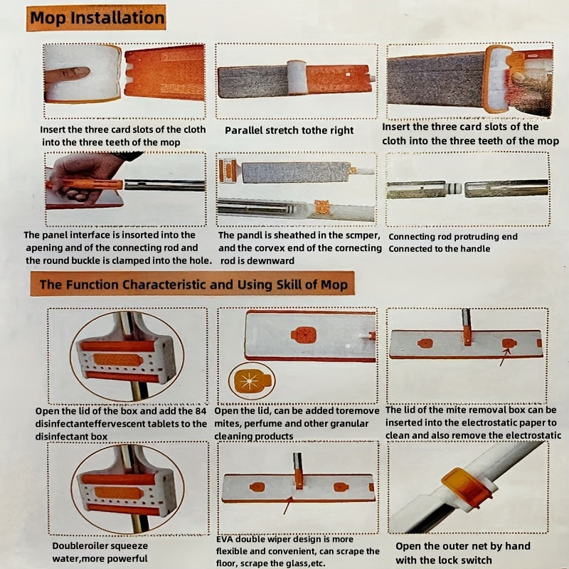 Dual-Use Spray Mop for Floor Cleaning with Wall Cleaner Attachment, Easy to Use