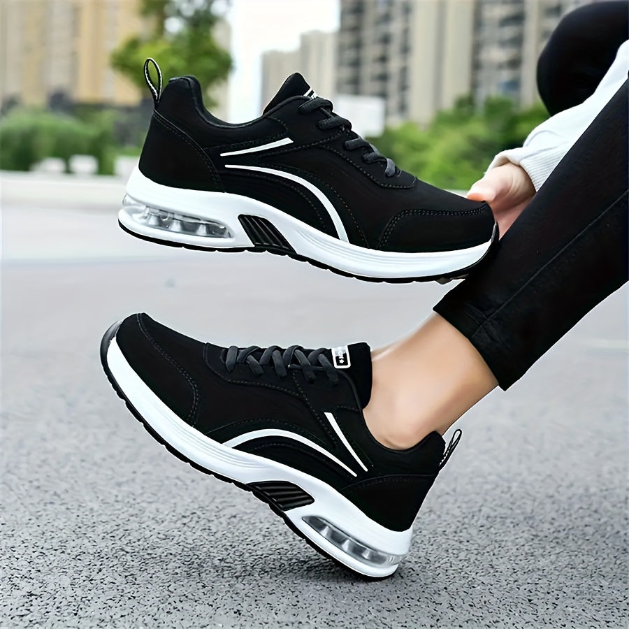 Women's Lightweight Cushioned Running Shoes Black Non-Slip Gym Sneakers