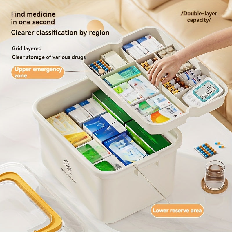 Large Capacity Family First Aid Kit with Plastic Storage Box for Home Office School