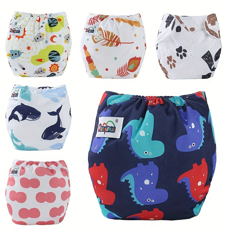 Набор из 3 унисекс тренировочных штанишек для малышей, водонепроницаемые хлопковые подгузники, регулируемая кнопочная застежка для детей от 0 до 3 лет с милыми принтованными дизайнами - стираемые подгузники для малышей.