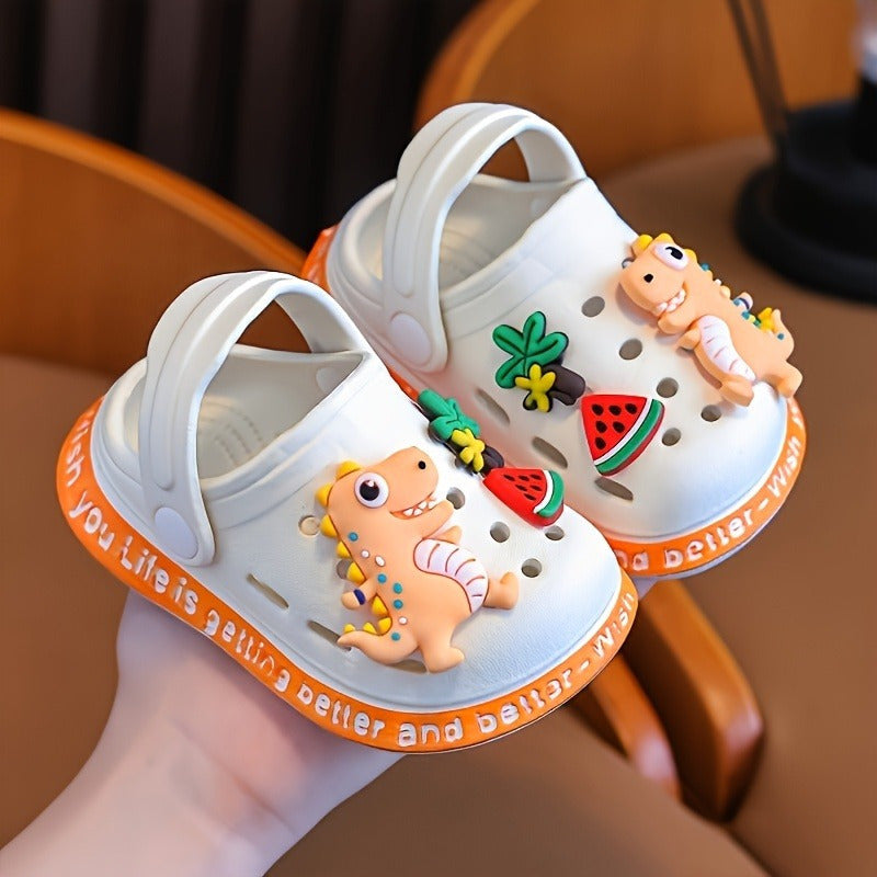 Kids' EVA Clogs with Dinosaur Charms for Boys and Girls Indoor Outdoor Summer Shoes