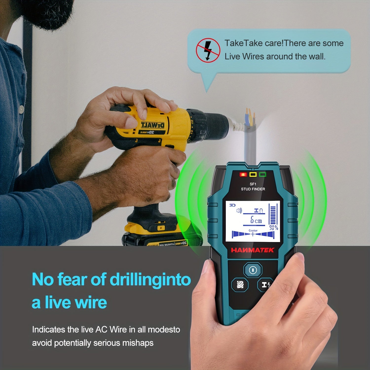 Wall Scanner Detects Studs Joists and Wires with LCD Display