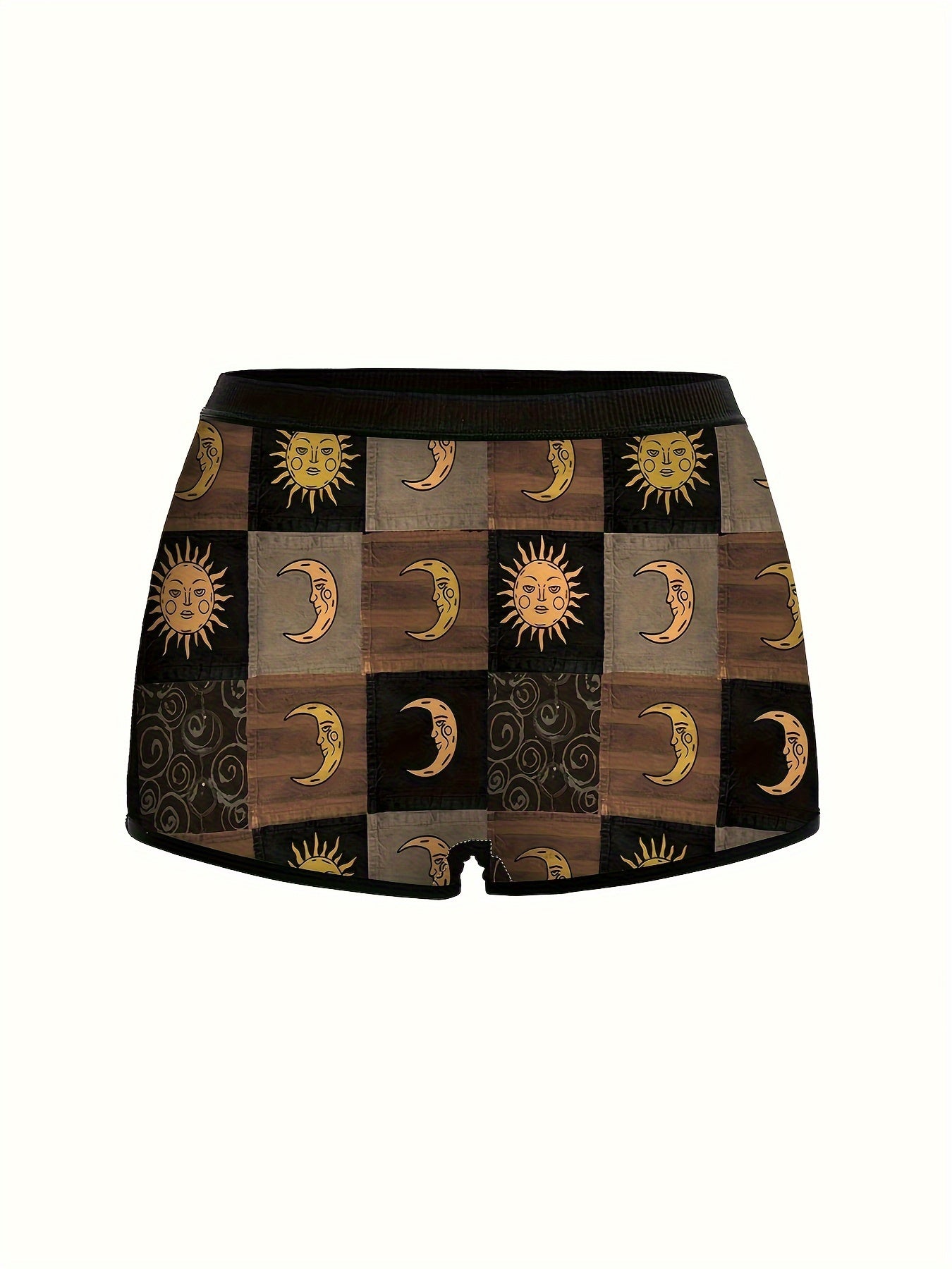 Girls Boyshort Panties 3 Pack Sun Moon Stars Print Stretchy Polyester