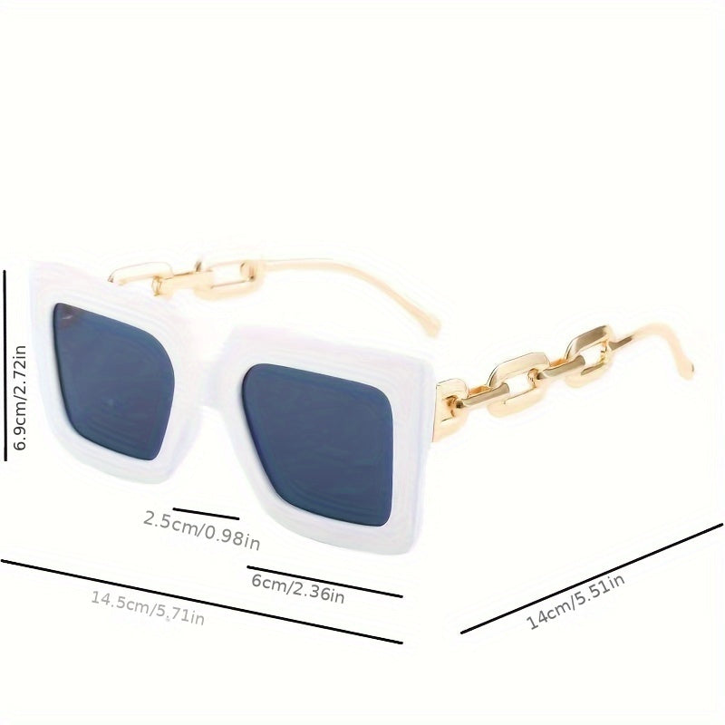 Oversized Square Sunglasses Women Chain Detail Vacation Beach Party