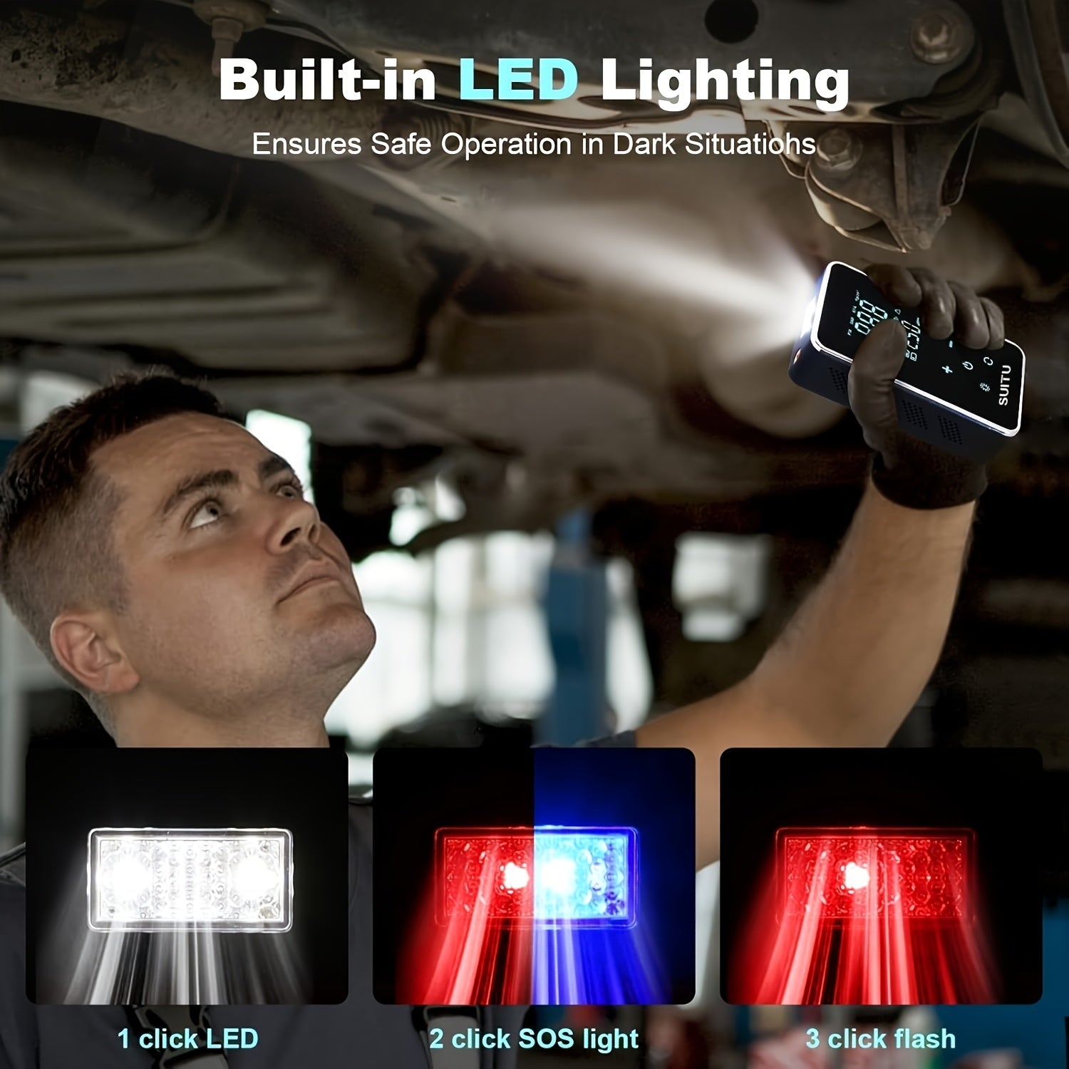 Electric Car Tire Inflator Rechargeable Lithium Battery Fast Inflation for Car Bikes and Sports Equipment